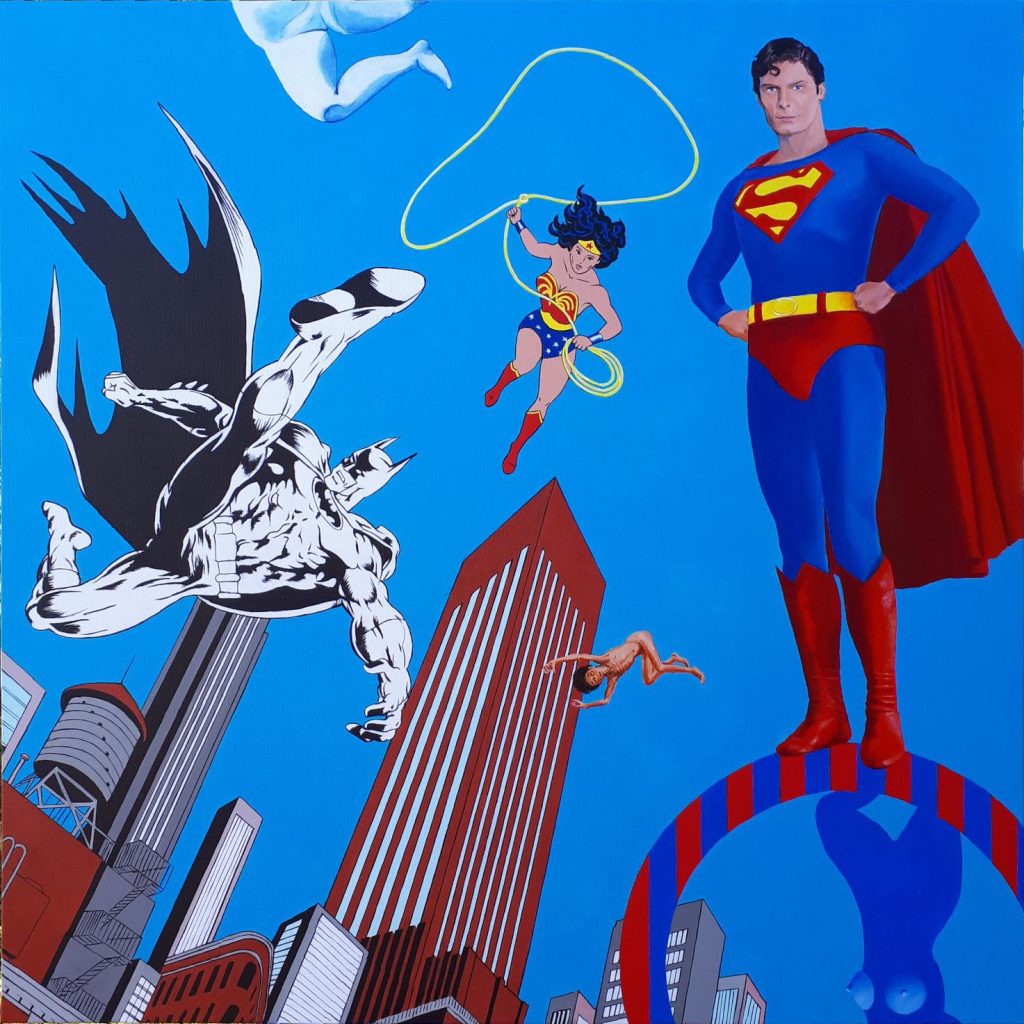 Les Héros déchus, acrylique sur toile, 100x100, avril 2018