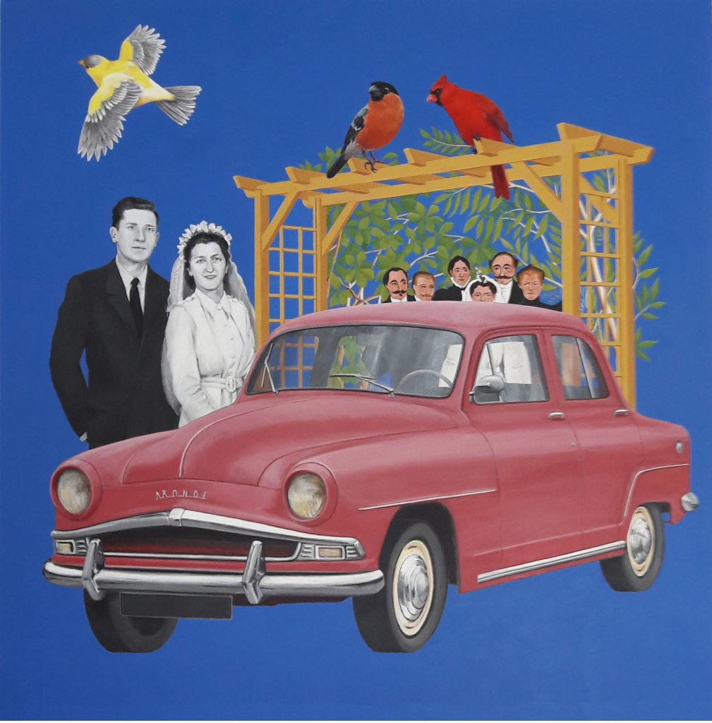 Mes parents se marient, acrylique sur toile 120x120, décembre 2017